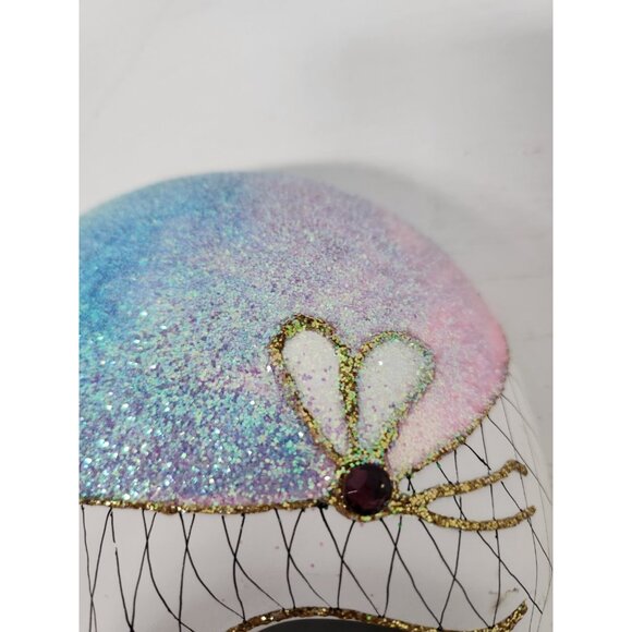 Vintage Venetian Carnival Wall Mask Hanging Ceramic Glittery Hand Painted Decor - Picture 4 of 8